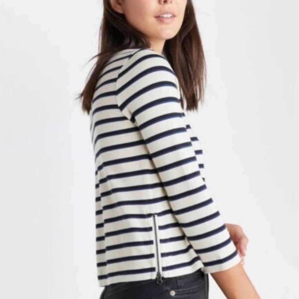 Marine Layer Striped Cropped Top w/ Side Zip Detail